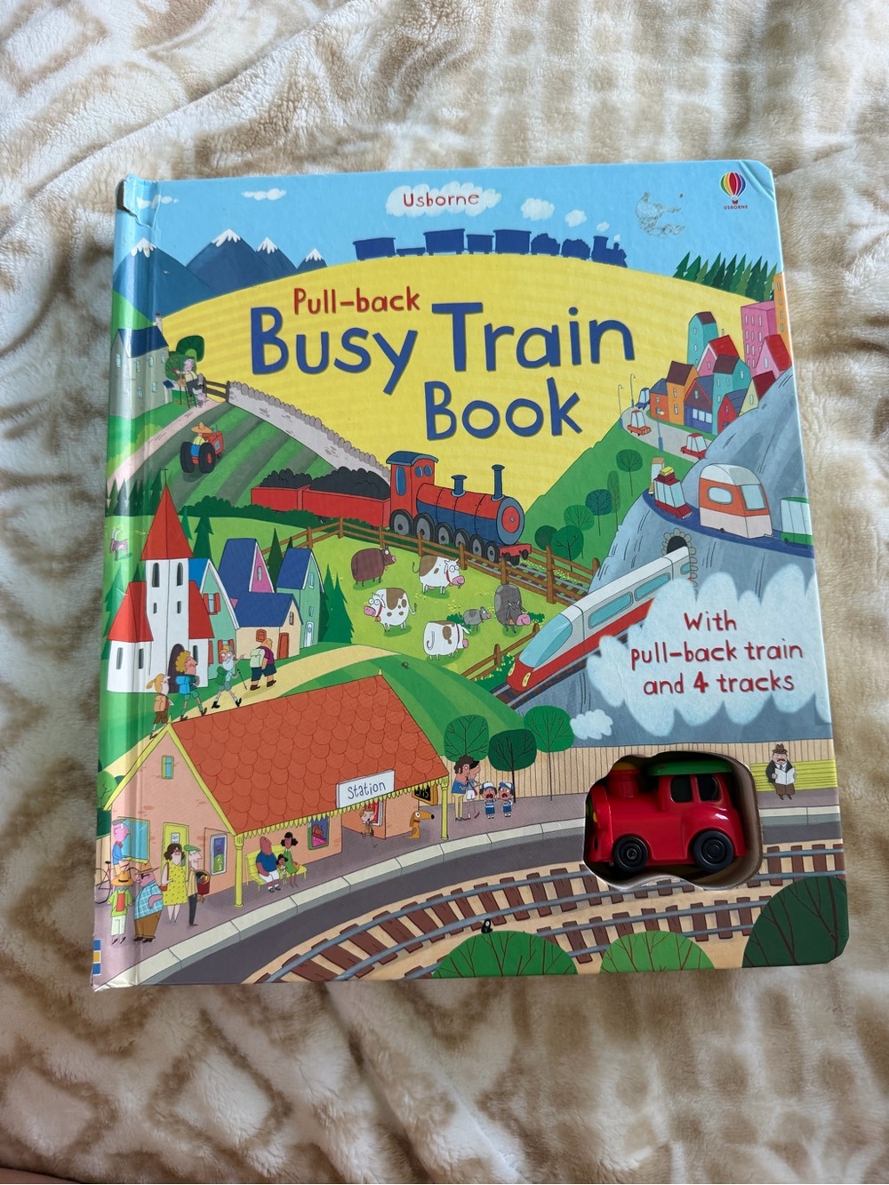 Born Busy Train Book with Red Pull-Back Train